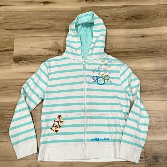 Disney Parks Striped 2019 Zip Up Hoodie Girls Large - Picture 5 of 5